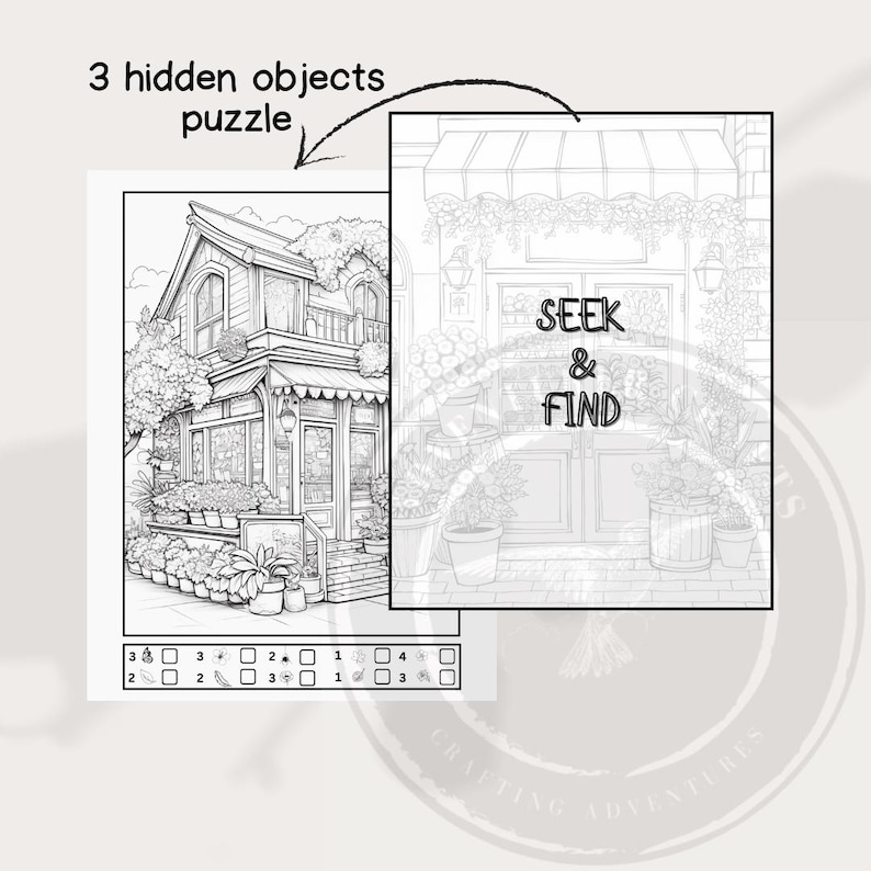 Colorable Hidden Objects Puzzle, Printable Seek and Find Game ...