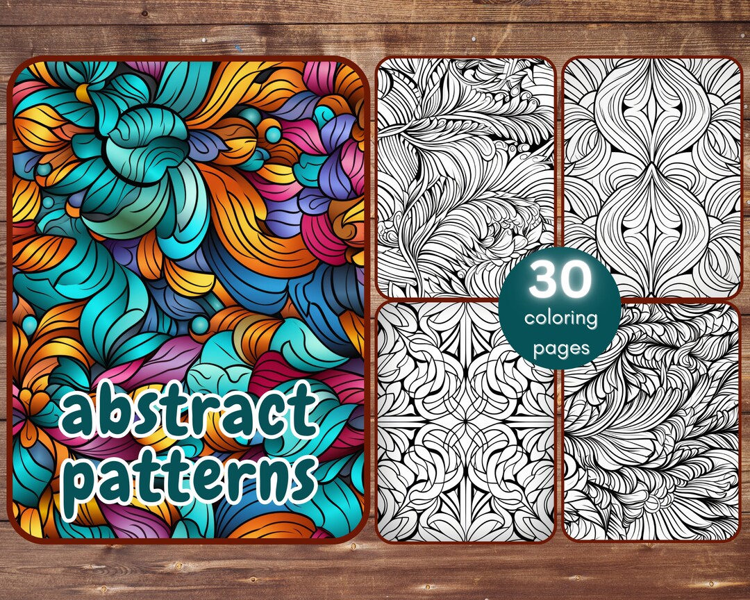 30 Abstract Patterns Coloring Book, Printable Geometric Patterns for ...