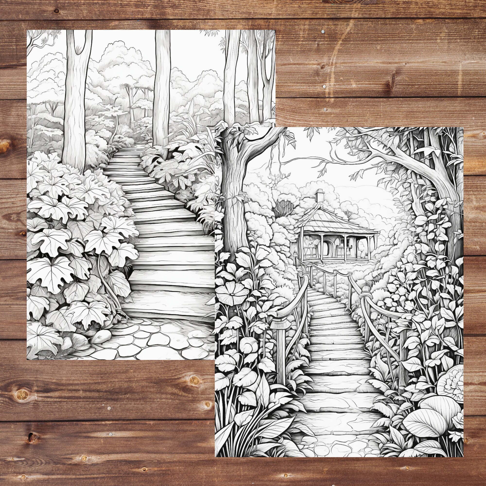 34 Secret Garden Coloring Book, Grayscale Fantasy Enchanted Forest ...