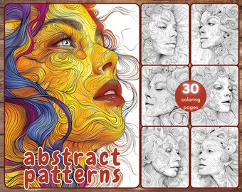 30 Abstract Patterns Coloring Book, Relaxing Patterns for Stress Relief for Adults and Teens, Neurographics, Printable PDF, Instant Download