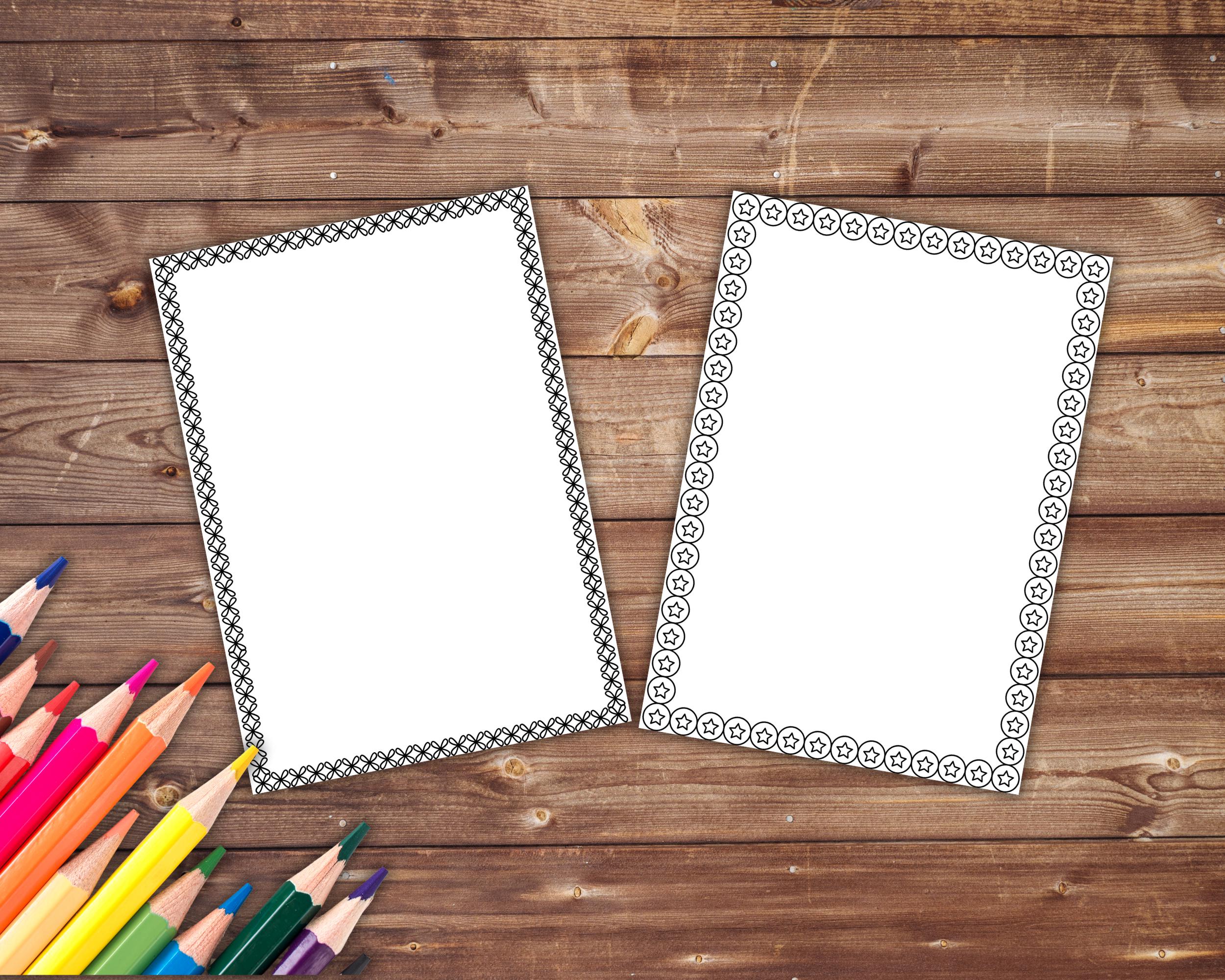 Colorable Page Borders, Digital Border Decorators, Doodle Frames ...