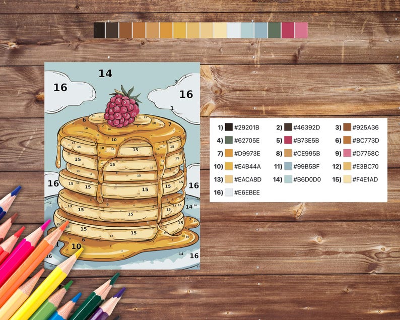 Pancake Stack Color by Number for Adults, Food Paint by Number ...
