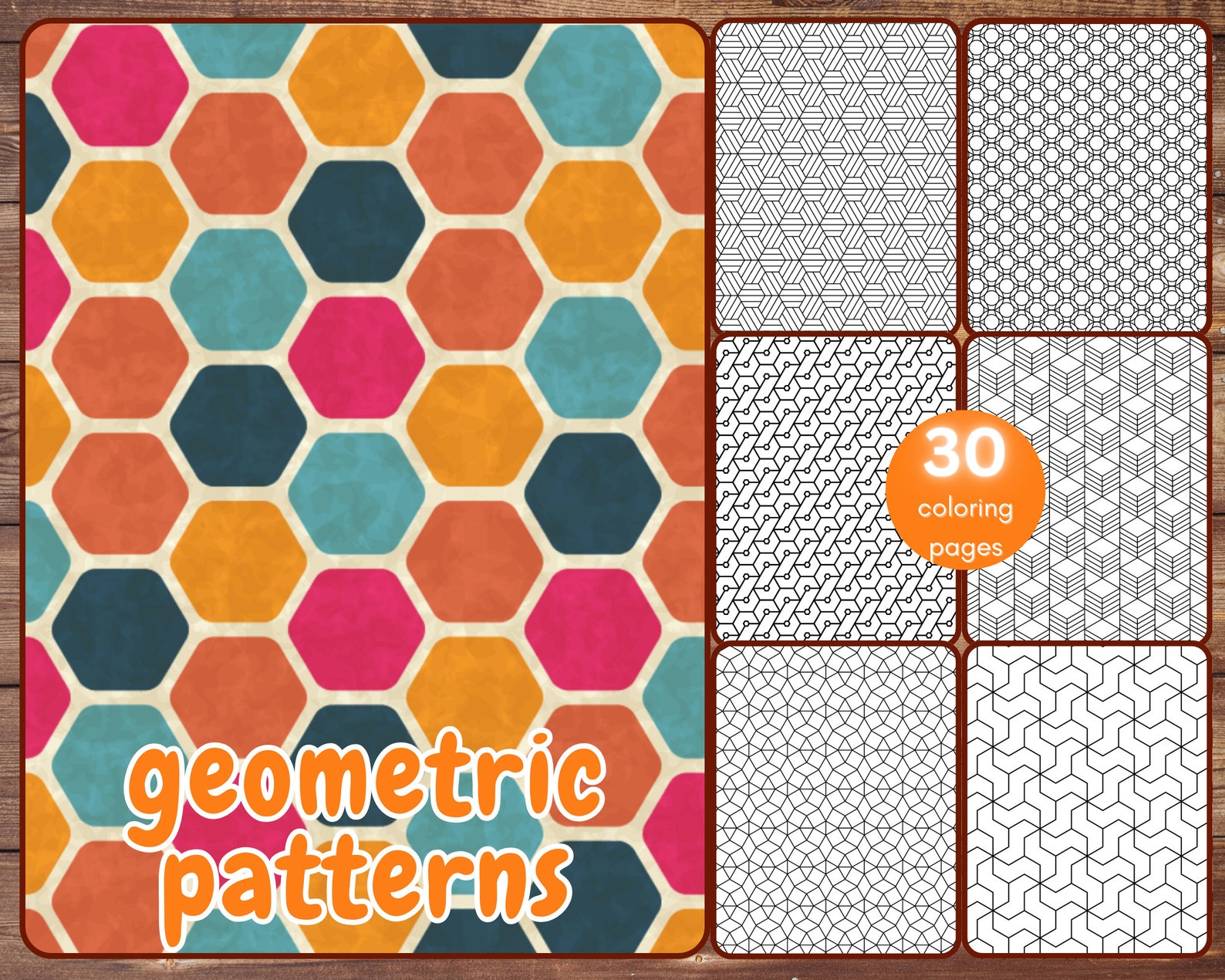 30 Geometric Patterns Coloring Book, Printable Abstract Patterns for ...