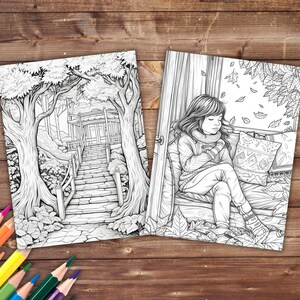 120 4 Seasons Bundle Coloring Book, Grayscale Winter Spring Summer ...