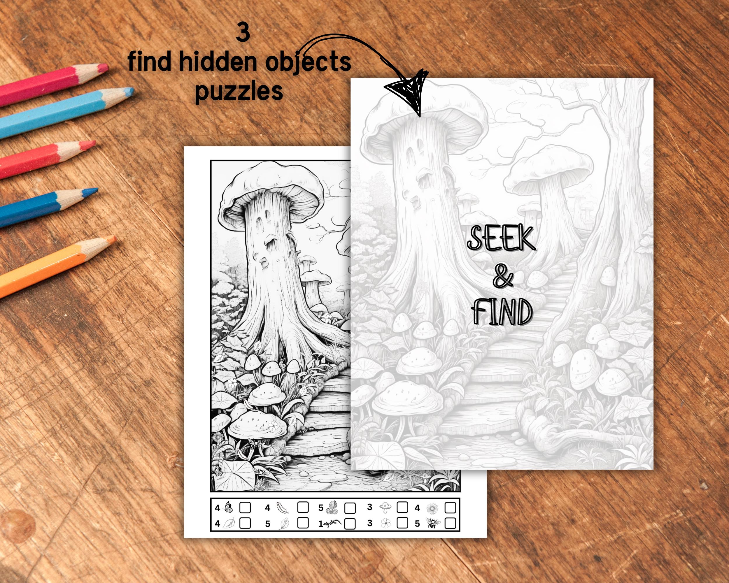 Colorable Forest Seek and Find Printable Puzzle, Hidden Objects ...