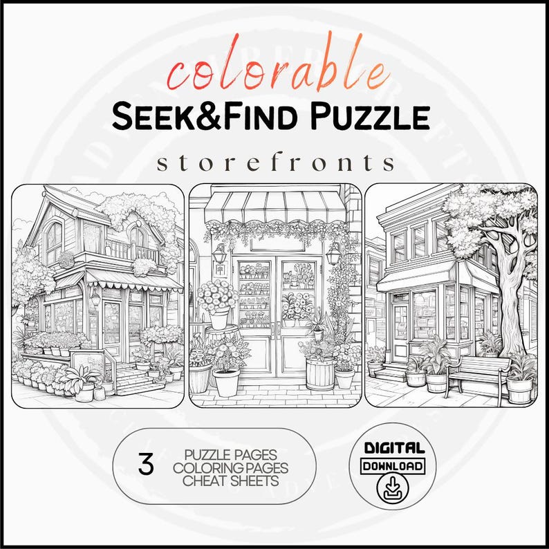 Colorable Hidden Objects Puzzle, Printable Seek and Find Game ...