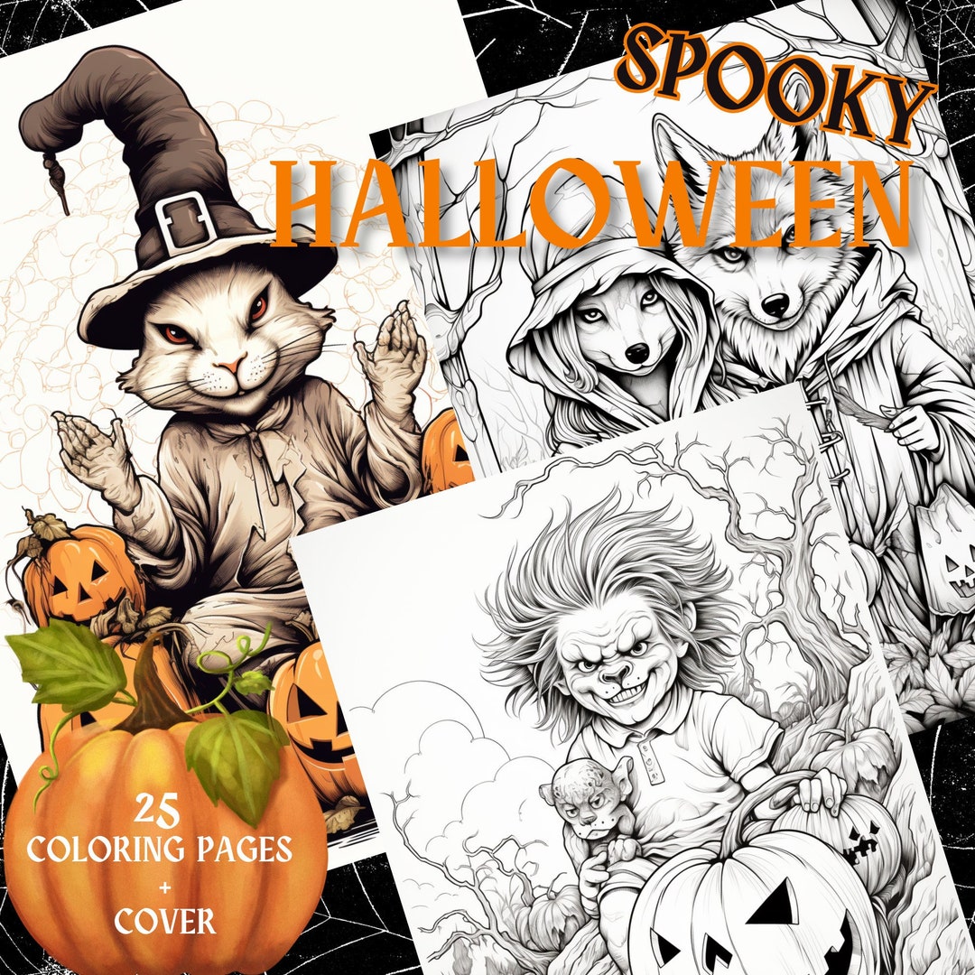 25 Spooky Halloween Coloring Book Halloween Kids Halloween - Etsy