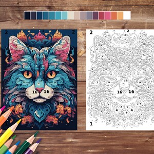 Animal Mandala Paint by Number Bundle, Fox Cat Color by Number for ...