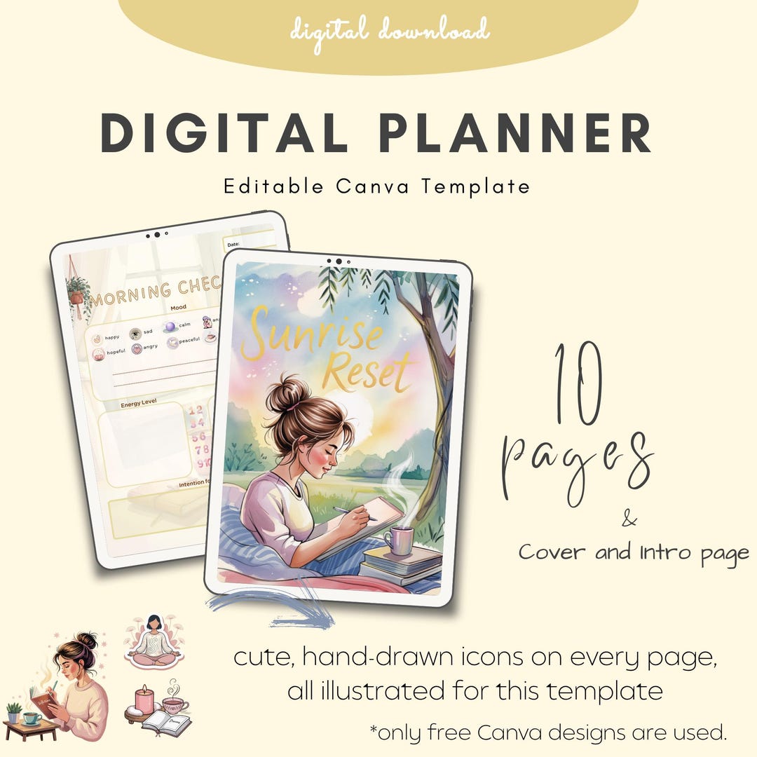Gentle Morning Routine Printable: Sunrise Reset Pages (PDF Download A4 ...