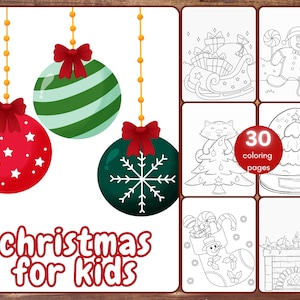 30 Christmas Coloring Book, Christmas Coloring Pages for Kids, Christmas Tree, Printable PDF, Instant Download