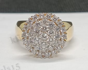 2 CT Ronde Cut Cubic Zirconia Diamond Cluster Verlovingsring, 14K Geel Goud Verguld, Bruidsring, Diamond Cluster Ring, Verjaardagscadeau Ring