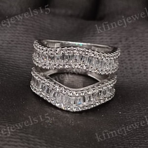 Enhancer Baguette Ring,925 Sterling Silver, Wedding Band Ring, Birthday Gift Ring, Diamond Enhancer Ring, Enhancer Wrap Band Ring, 7 Size