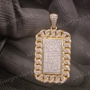 Dog Tag Pendant, 2&quot; Inches 14k Yellow Gold Plated Men Pendant, Anniversary & Engagement Pendant, Gifts For Dog Tag Pendant, Birthday Gift