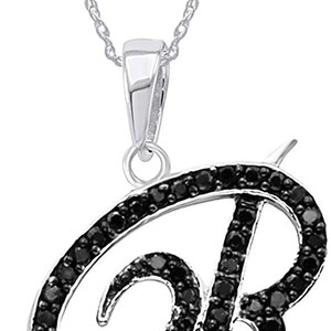 Colgante con letra R de diamante negro de talla redonda, colgante con nombre personalizado para hombre, plata de ley 925, colgante de hip hop para hombre, regalo para él, para ella