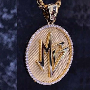 Pingente de nome personalizado masculino, pingente de diamante redondo, pingente de hip hop, pingente masculino de rapper, presentes personalizados para ele, prata esterlina 925
