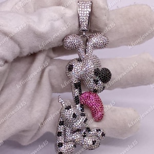 Unisex Cartoon Dog Pendant, Round Diamond Pendant, 14K White Gold Plated, Gifts For Men's, Character Cartoon Pendant,Hip Hop Custom Pendant