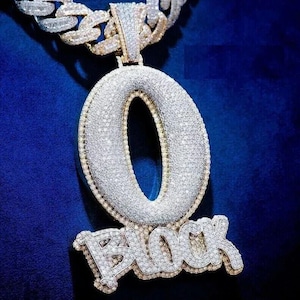 Colgante con nombre personalizado en forma de O para hombre, colgante con letra personalizada de hip hop, joyería de hip hop, regalo de cumpleaños, regalo de aniversario, colgante de rapero.