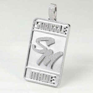 Custom Letter Pendant, Men&#39;s Custom Initial Pendant, Hip Hop Pendant,Round Cubic Zirconia Diamond, 925 Sterling Silver,14k White Gold Plated