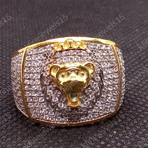 Men&#39;s Lion Head Ring, Animal Lover Ring For Men, Lion Diamond Ring, Solid 925 Sterling Silver Lion Face Ring, Lion Jewelry Best Gift For Him