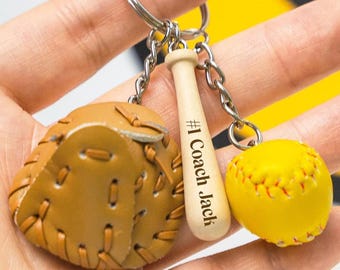 Custom Baseball Player Keychain-Personalized Team Logo Bag Tag,Gift for Athlete,Groomsmen Souvenirs &Sport Fans,Unique Backpack Keychains