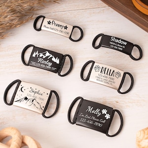 Silent Slide-On Pet ID Tag,Cute Personalized Dog Cat Tag,No Noise Custom Engraved Tag,Slide On Collar Name Tag,Silent Pet Tag,Pet Gift