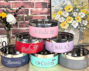 Custom Dog Bowls with Name,Insulated Stainless Steel Pet Bowls for Food and Water,Personalized Gift for Pets,Ideal for Dog and Cat Lovers
