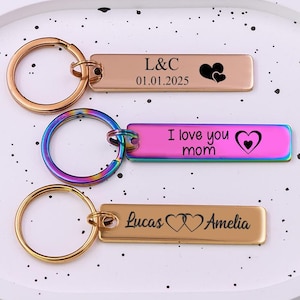 Custom Engraved Keychain,Personalized Keychain with Custom Text,Engraved Keychain for Mom,Dad,or Best Friend,Romantic Gift,Gift for Holidays