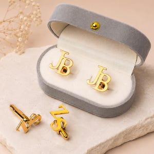Custom Initial Cufflinks for Groomsmen,Gold Plated Initial Cufflinks,Perfect Best Man Thank You Gift, Father’s Day,Anniversary Gift for Him