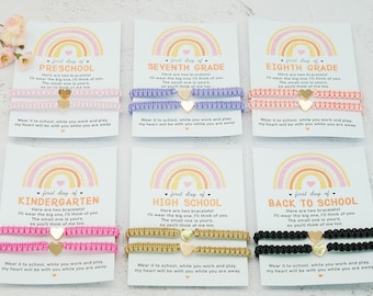 First Day Of School Heart Bracelet Set, Back To School Gift, Perfect Gift for the First Day of Kindergarten /Preschool /First Grade Bracelet