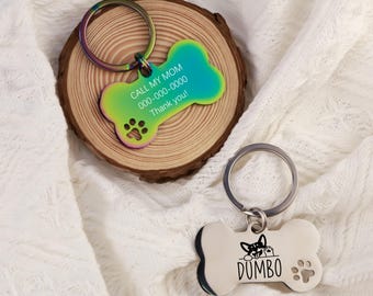 Etiquetas para perros, etiquetas para perros arcoíris personalizadas, etiquetas de identificación para gatos, etiquetas de identificación para perros, etiquetas para collar de perro, etiquetas de dirección para mascotas, etiquetas para cachorros, etiquetas con nombre de perro personalizadas para perros