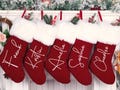 Personalized Red Plush Christmas Stocking with Name,2025 Family Stockings,Embroidered Holiday Xmas Ornament Gift product logo