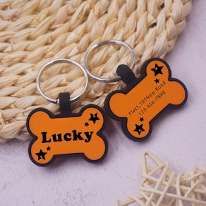 Silicone Dog Tag, Pet ID Tag,Bright Pet Tag,Quiet Dog Tag,Engraved Silicone Dog Tag,Bone Tag,Solid Pet ID Tag,Personalized Dog Tag,8 colors