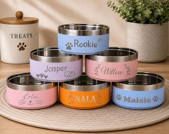 Custom Dog Bowls with Name,Insulated Stainless Steel Pet Bowls for Food and Water,Personalized Gift for Pets,Ideal for Dog and Cat Lovers