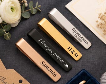 Personalised Tie Clip Customise Your Own Message Custom Goomsmen Tie Clips, Groomsmen gifts, Wedding, Custom Tie Clip, gift him