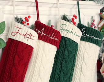 2025 Personalized Embroidered Knit Christmas Stocking: Custom Name Gift