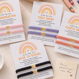 First Day Of School Heart Bracelet Set, Back To School Gift, Perfect Gift for the First Day of Kindergarten /Preschool /First Grade Bracelet