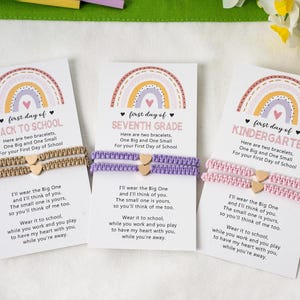 First Day of Kindergarten Heart Bracelet,Mommy and Me Heart Braided Matching Bracelets,Back to School Bracelet Set,Family Bracelet