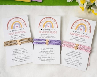 First Day of Kindergarten Heart Bracelet,Mommy and Me Heart Braided Matching Bracelets,Back to School Bracelet Set,Family Bracelet