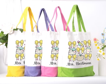 Personalised Teacher Stuff Bag, Teacher Gifts, Nursery Teacher Bag, Thank You Teacher Tote Bag, Teacher Lunch Bag, Teacher Name Canvas Bag