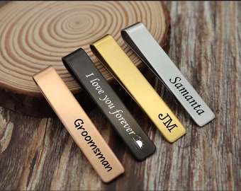 Personalised Tie Clip Customise Your Own Message Custom Goomsmen Tie Clips, Groomsmen gifts, Wedding, Custom Tie Clip, gift him