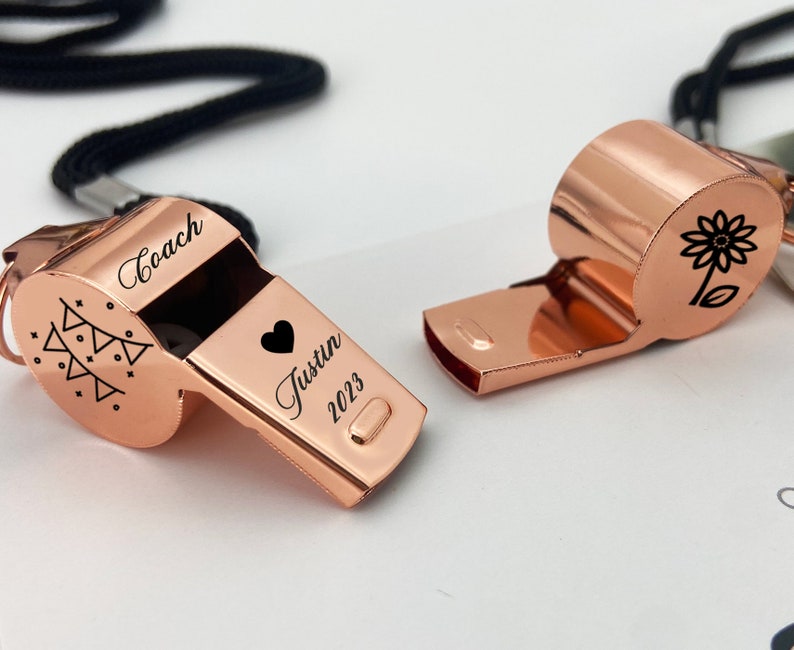 Personalized Sport Gift for Coach,Personalized Whistle Necklace,Custom Coach Whistle,Engraved Stainless Coach Whistle custom Teacher Gift Rose gold