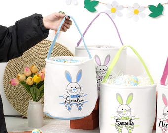 Personalized Kids Easter Basket, Custom Name Bunny Basket, Kids Basket, Easter Bucket