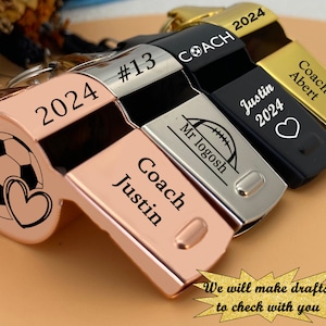 Cadeau de sport personnalisé pour entraîneur, sifflet de Noël, cadeaux de sport personnalisés, sifflet d'entraîneur gravé avec nom 2025, cadeau de remerciement pour enseignant