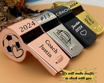 Personalized Sport Gift for Coach,Personalized Whistle Necklace,Custom Coach Whistle,Engraved Stainless Coach Whistle custom Teacher Gift