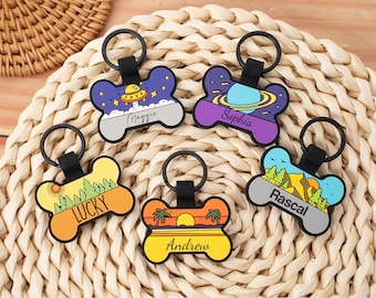 Placa de identificación para perro con hueso de silicona grabado personalizado - Placa personalizada para perros y gatos - Regalos para amantes de los perros - Placa con nombre para perro - Placa silenciosa para mascotas