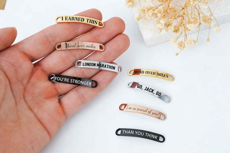 Custom Running Shoe Tags,Shoe Tag ID for Runners & Cyclists,Metal Shoe Lace Charms,Running Gift,Marathon Gift,Shoe Accessories,Shoe Bar image 6