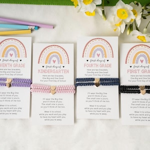 Back To School Bracelet Set,First Day of Kindergarten Heart Bracelet,Mommy and Me Bracelets,Heart Colorful Matching Bracelet,Family Bracelet