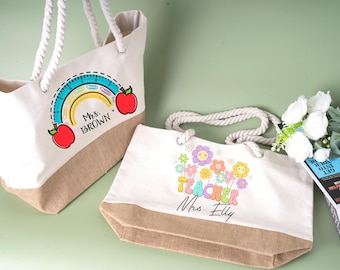 Personalisierte Tasche für Lehrer, Jute-Tasche, Personalisierte Tasche, Personalisierte Tasche für Lehrer
