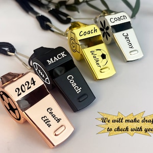 Gepersonaliseerde coachfluit met naam voetbalcoach cadeau leraar waardering aangepaste sportcadeaus voor coach (2025 leraar kerstcadeaus)