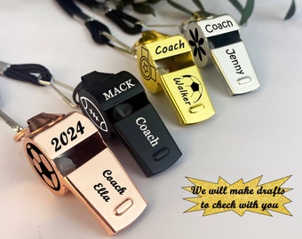 Coach fluitje gepersonaliseerde fluit fluitje touw voetbal fluitje terug naar school cadeau coach cadeau gepersonaliseerde sport cadeau voor coach Kerstmis